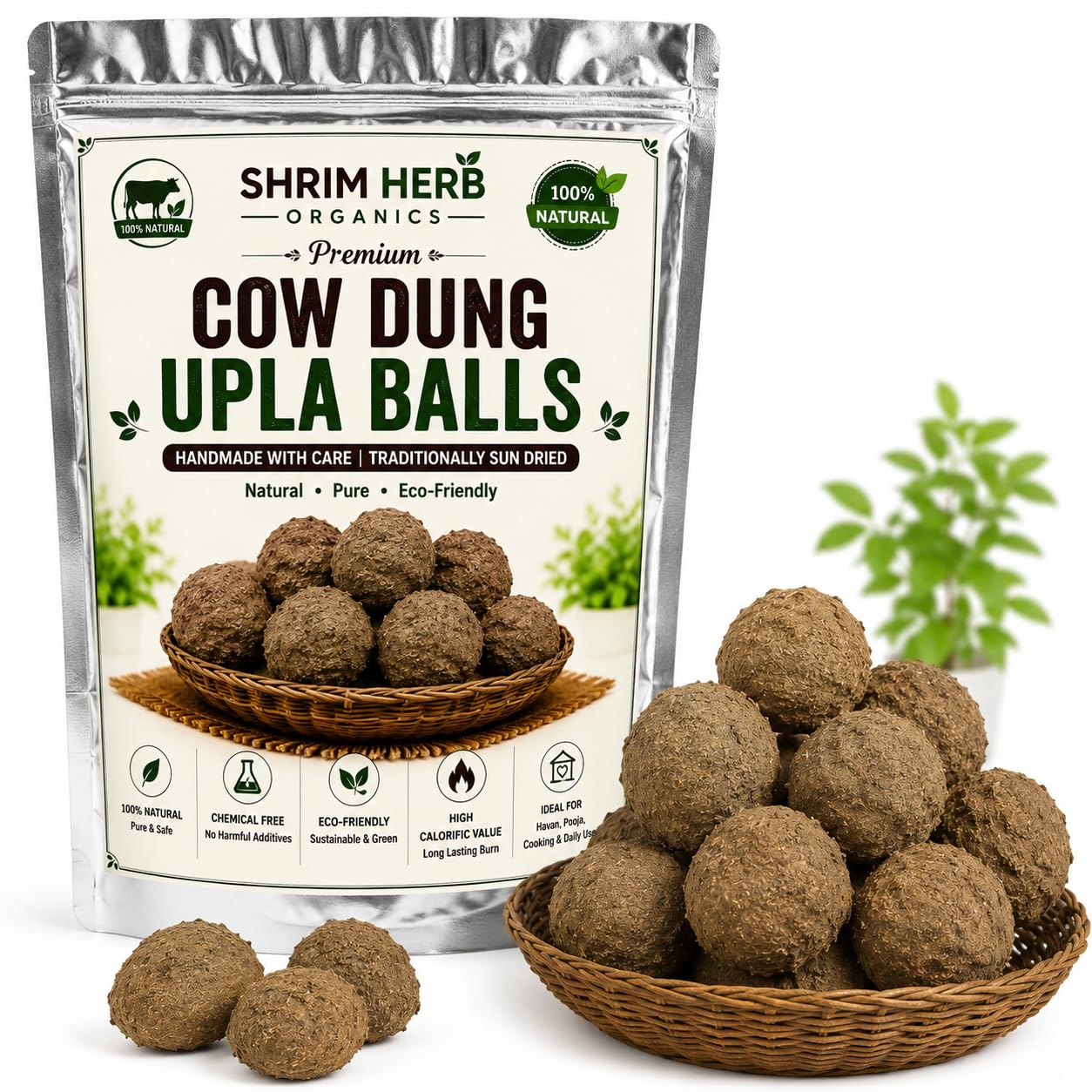 Premium Cow Dung Upla Balls | Natural Handmade Sun Dried Cow Dung Cakes for Havan, Pooja, Yagya, Agnihotra & Dhoop | Chemical Free | Pack of 24-picture-20