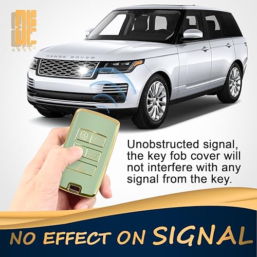 Miniatura 4 de QBUC Funda para llavero Land Rover con llavero de TPU suave con borde dorado, protección completa compatible con Land Rover Range Rover Evoque Sport