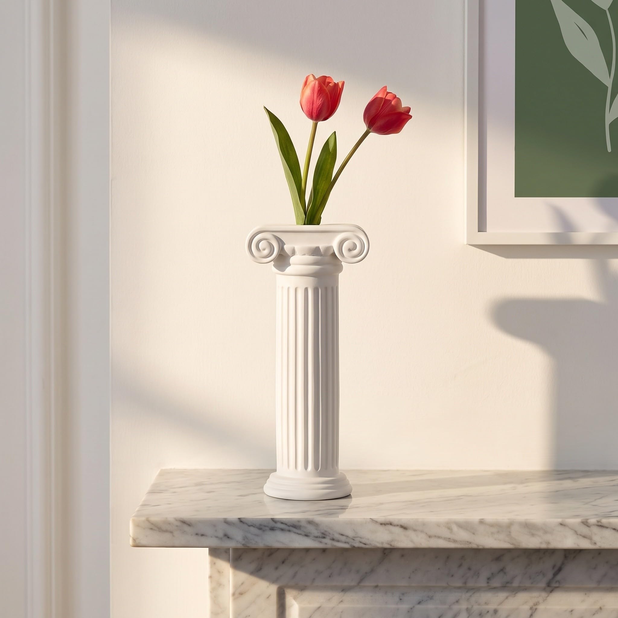 ABOOFAN 2 Pièces Vase Décoratif Colonne Romaine Blanche en Résine pour