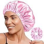 YANIBEST Adjustable Satin Bonnet Double Layer Hair Bonnet for Sleeping Bonnets for Women Hats Curly Natural Hair, Pink