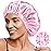 YANIBEST Adjustable Satin Bonnet Double Layer Hair Bonnet for Sleeping Bonnets for Women Hats Curly Natural Hair, Pink