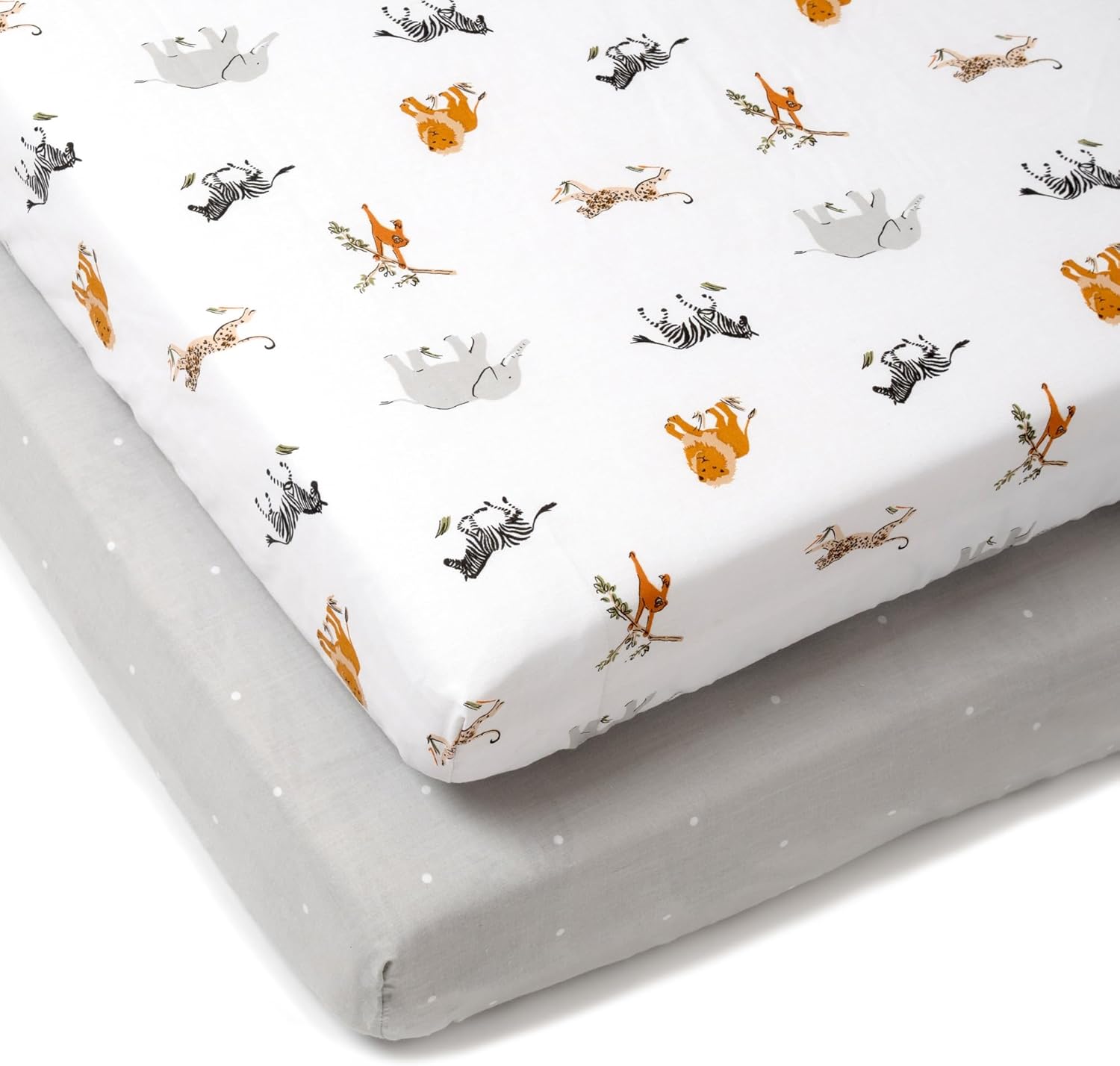 Clair de Lune Jungle Dream 2 Pack Fitted Cot Bed Sheets 140 x 70 cm
