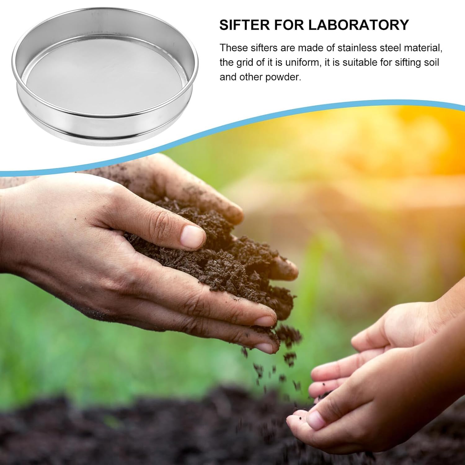 Economy Test Sifter Stainless Steel Wire Cloth Standard Sieve Double Frame Mesh for Laboratory Soil Sample Screening