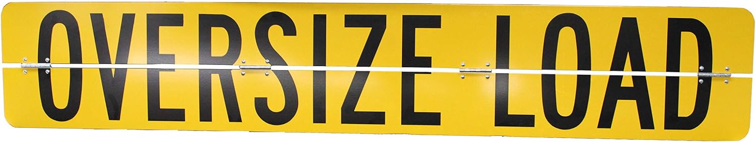 Oversize Load Sign - Aluminum, Center Hinged, Reflective (Black on Yellow, 72" x 12")