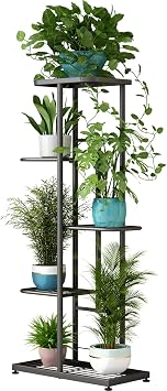 LINZINAR Plant Stand Indoor Outdoor Metal 5 Tier 6 Potted Multiple Flower Pot Holder Shelf Plante...