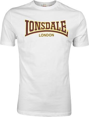 Lonsdale Mens Classic Flock Print Premium Logo T-Shirt 100% Cotton Slim-Fit