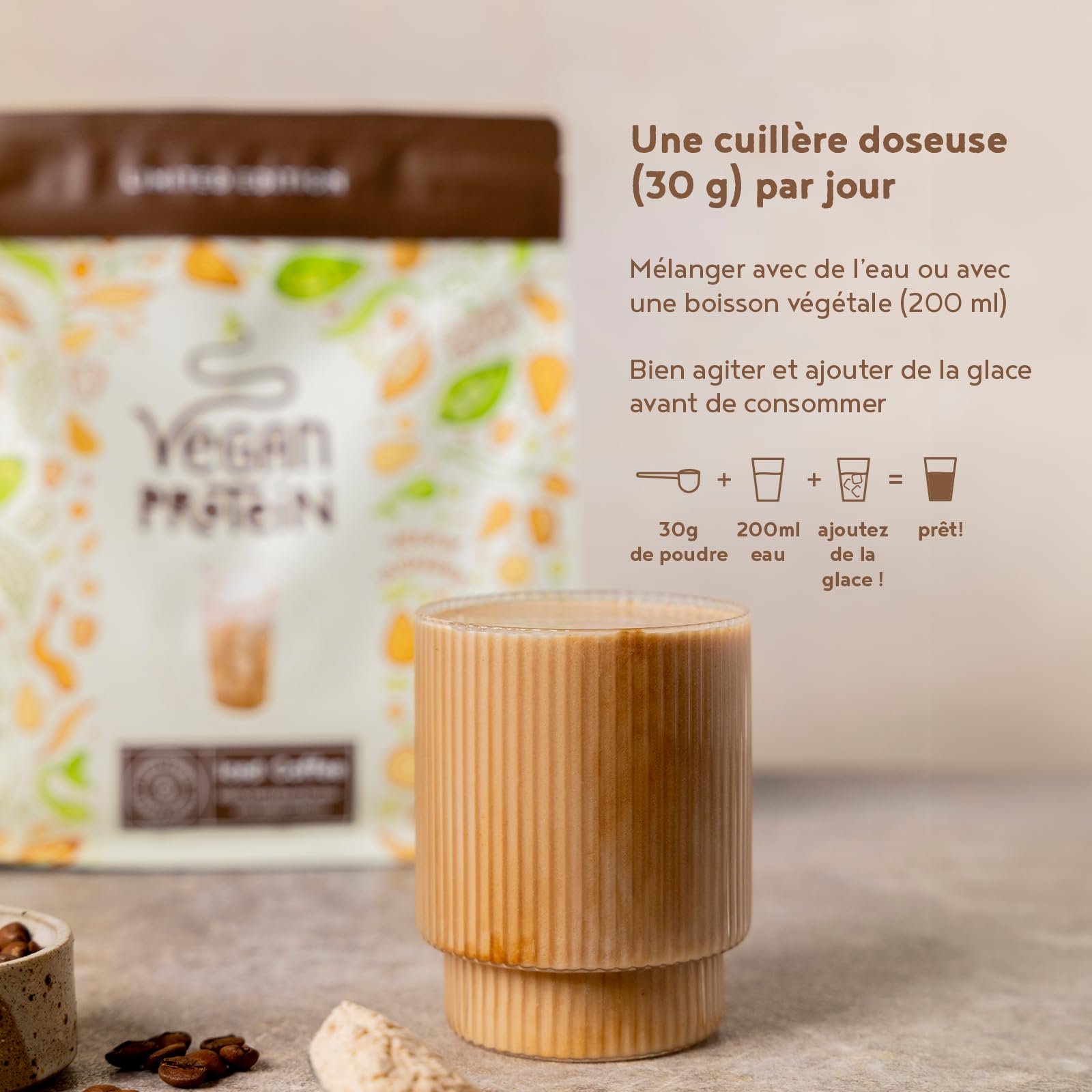 LIMITED EDITION Vegan Proteine en Poudre [600g] | Café Crème | 18g Protein | Pois, Riz & Tournesol | Pre/Post Workout Proteines Musculation | Protéine Powder | Shake de Protéines | Alpha Foods