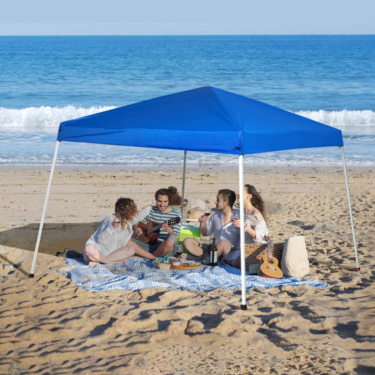 8x8FT Slant Leg Canopy Replacement Top, Wateproof Pop-Up Canopy Tent Replacement Cover with Ropes, Outdoor Easy Up Replacament Canopy for Garden Patio Camping (Royal Blue, 8 * 8FT)