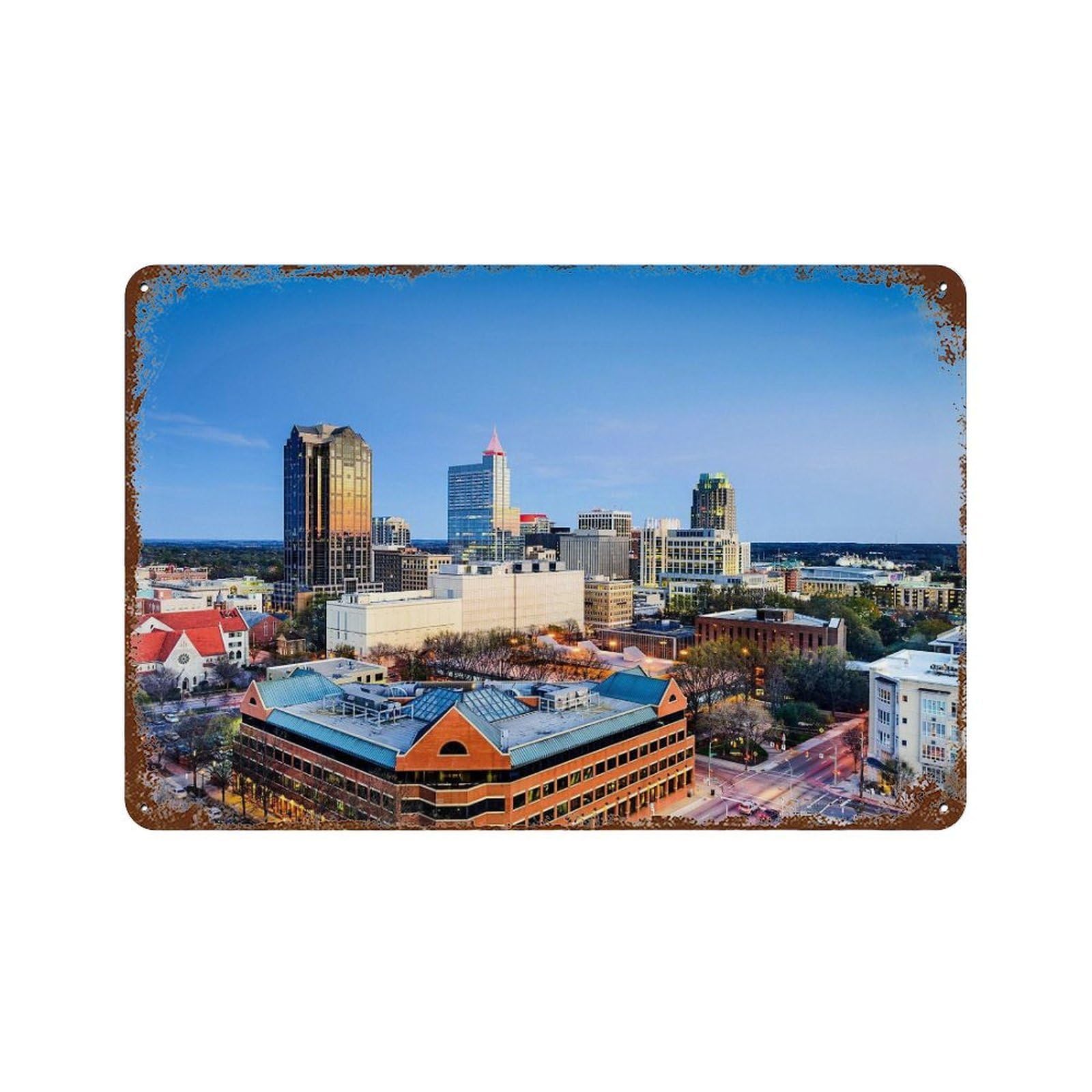 xiaoxiaoshen Real Photo Raleigh Decor North Carolina Wall Decor Art Metal Tin Poster Modern Home Decor Art Home Bar Shop Decorations Vintage Sign 20x30cm