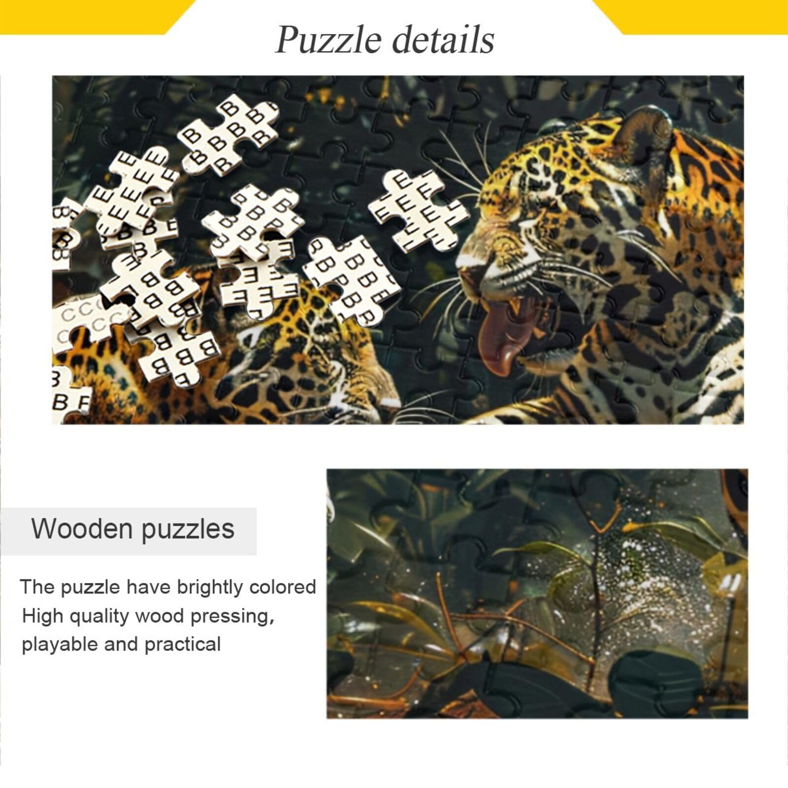 XYMZR 500 Piece Jigsaw Puzzle - Wild Black Leopards, Adult Decompression Game