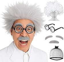 CHASO Mad Scientist Cosplay, Comedy, Dr. Gray Hair, Costume, Wig, Beard, Face Parts Set