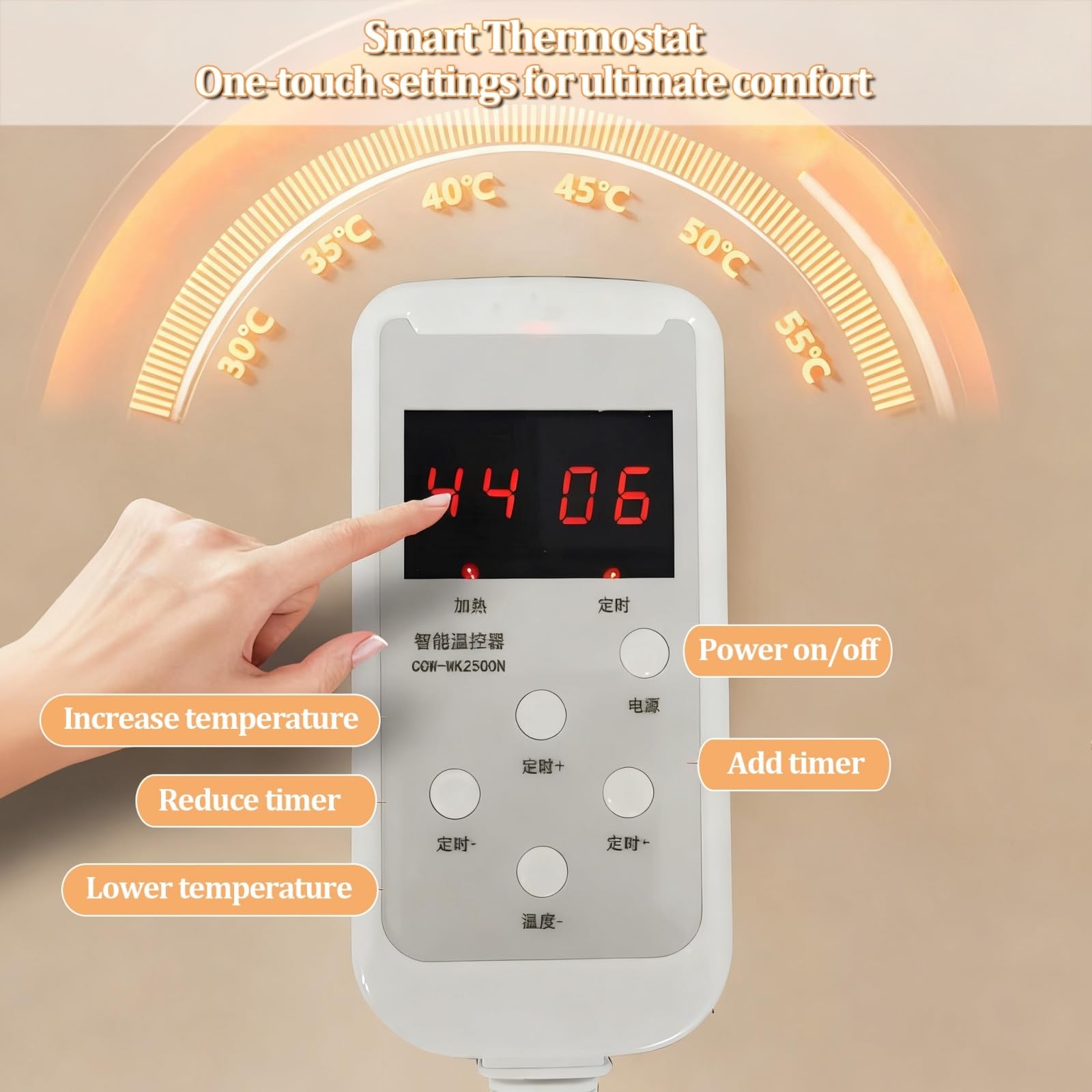 Scaldapiedi sotto la scrivania, tappetino riscaldato portatile con timer, tappeto riscaldante elettrico al grafene, tappeto riscaldato in cristallo di carbonio per soggiorno, camera da letto, uf