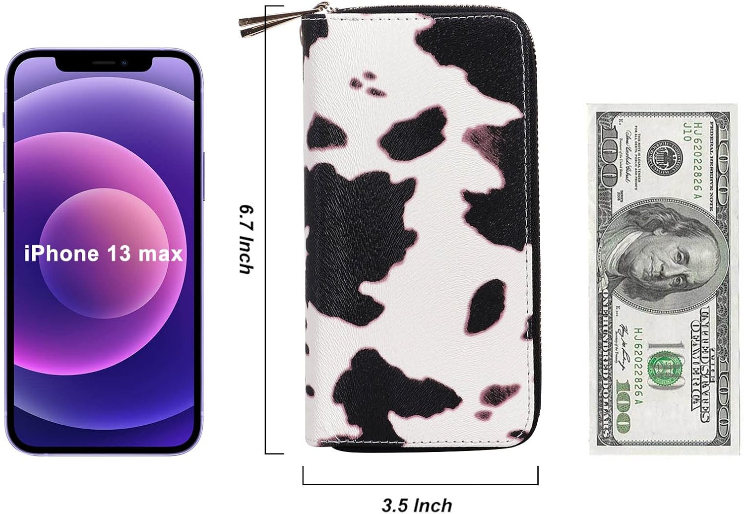 Double Zipper Wallet for Woman Clutch Purse with Cell Phone Holder for Smartphone/Card/Coin/Cash - Image 5