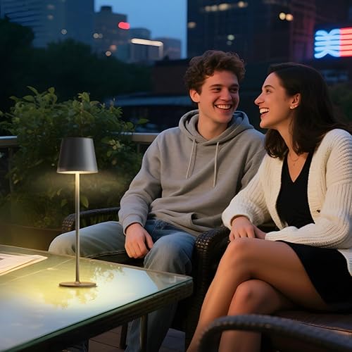 Miniatura 8 de uuffoo Paquete de 2 lámparas de mesa recargables inalámbricas con 3 colores de atenuación continua, lámpara de escritorio para restaurante, patio,