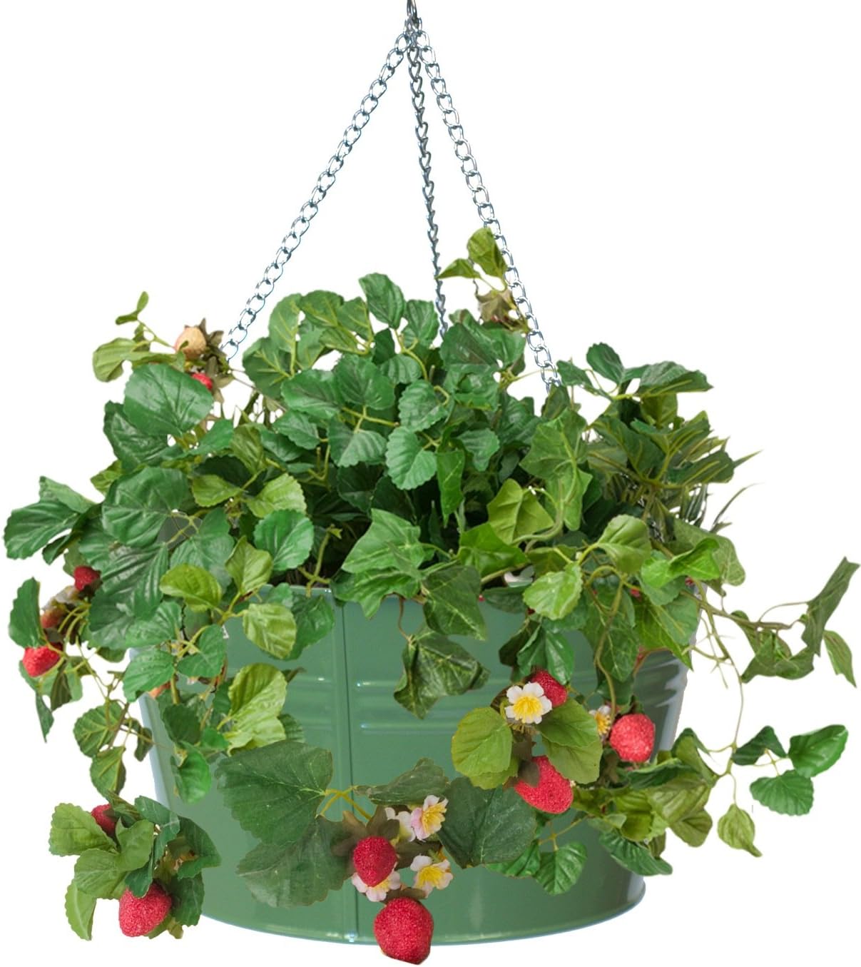 HIT Corp. 8495E SA Floral Hanging Metal Strawberry, herb, Flower Planter, Sage : Patio, Lawn & Garden