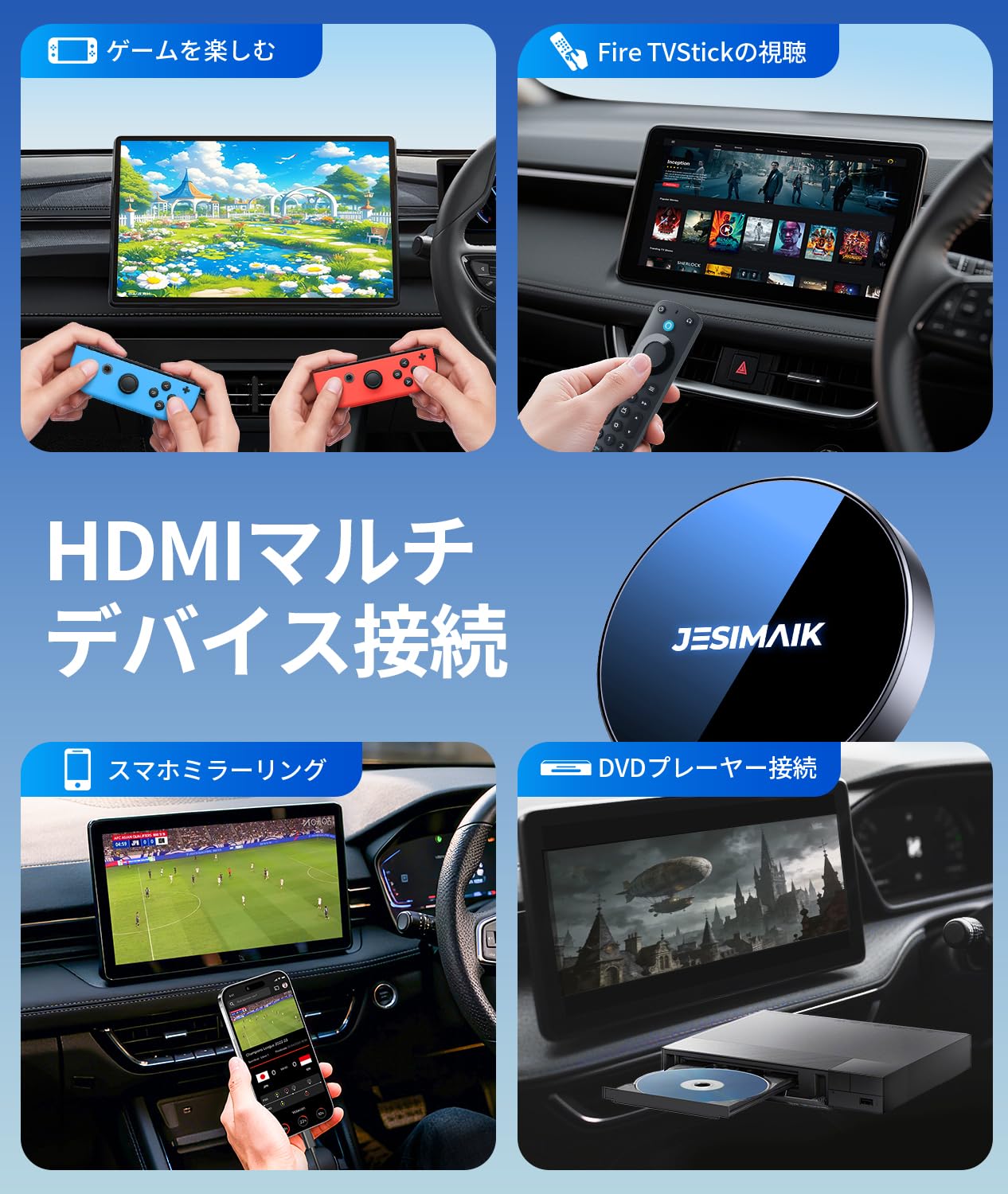 Amazon.co.jp: JESIMAIK UTV ワイヤレスCarPlay/Android Auto HDMI入力