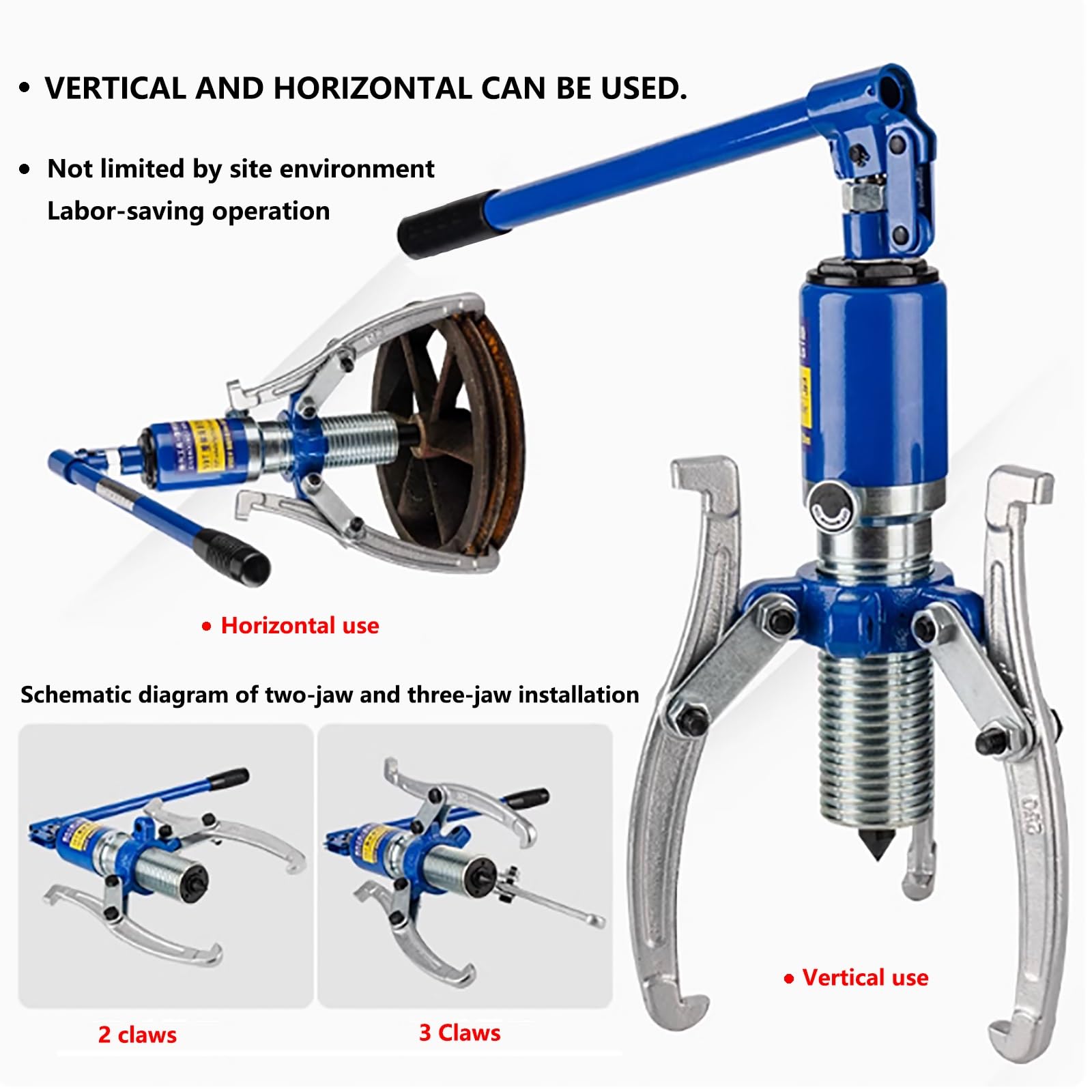 DONGXIAO Hydrauliczny zestaw ściągaczy kół zębatych, 2-szczękowy lub 3-szczękowy separator łożysk, ściągacz hydrauliczny 30T/66000LB, poziomy lub pionowy ściągacz bębna hamulcowego (5T/11000LB)