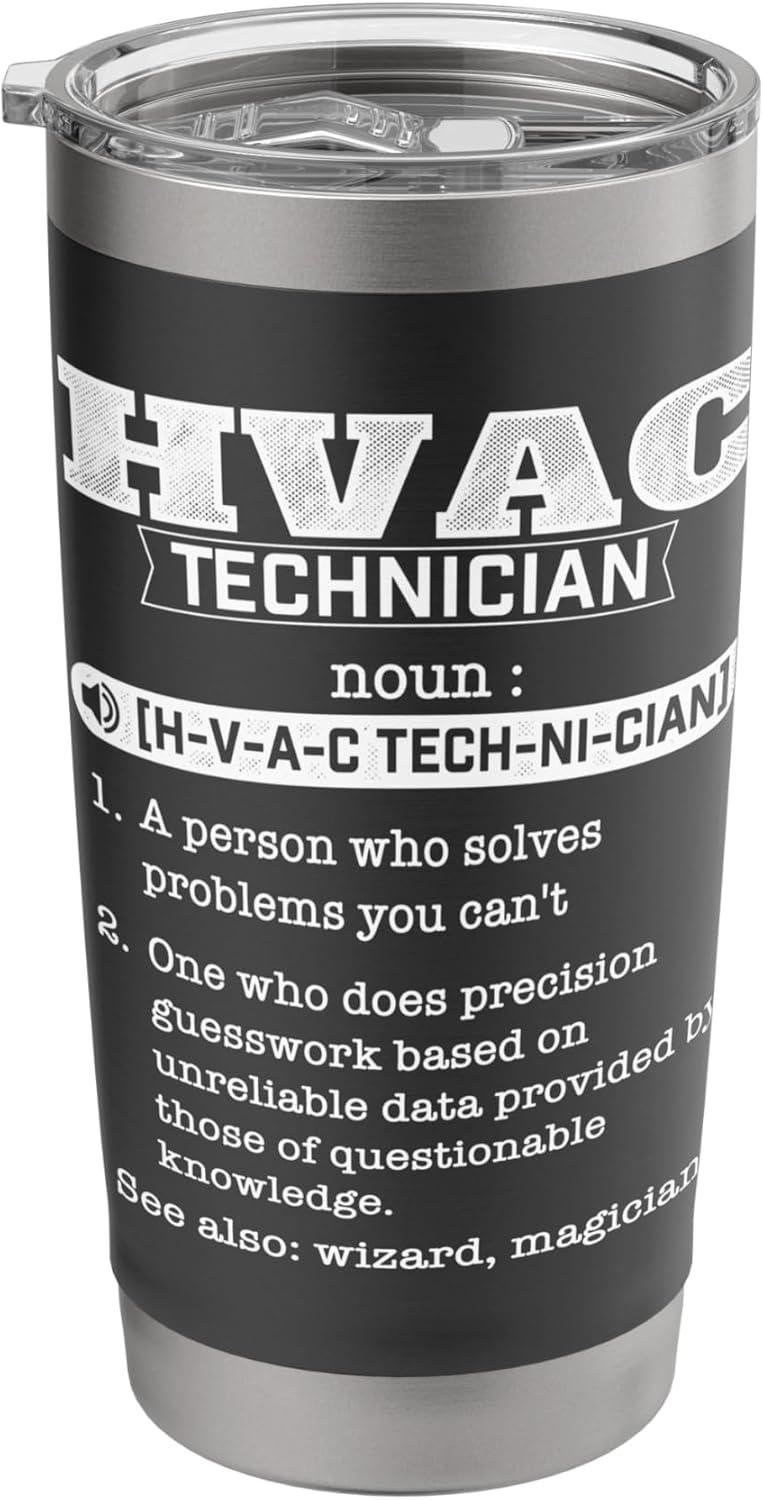 HVAC Technician Definition - Funny HVAC Tech AC Repairman Stainless Steel Insulated Tumbler