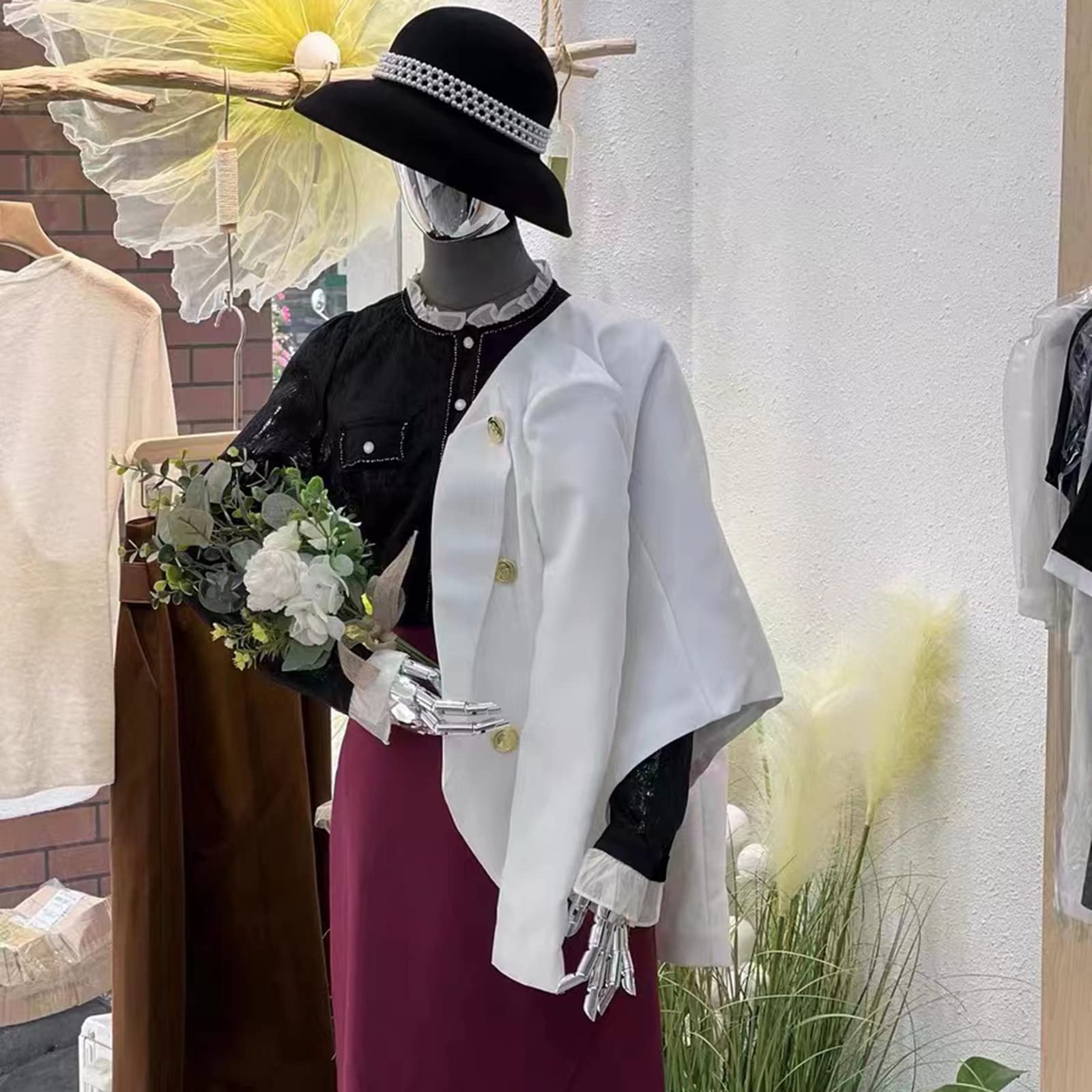 Manichino Donna Con Braccia Regolabile - Altezza 120-210cm, Velluto, Per Negozi E Sartoria