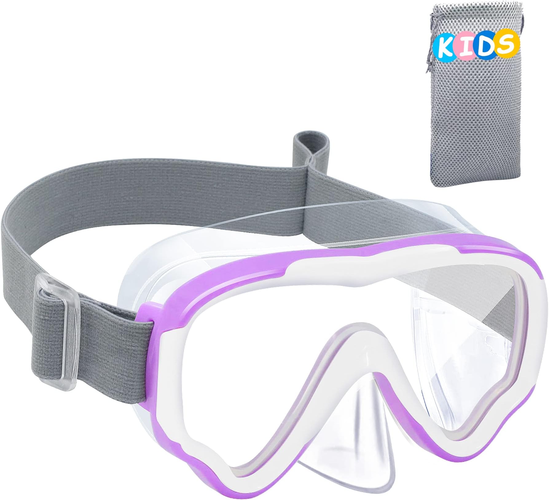 Kids-Goggles with Nose Cover, Diving Mask Elastic Fabric Strap Anti Fog Anti Shattered Lens for Kids Swim Goggles 3-14