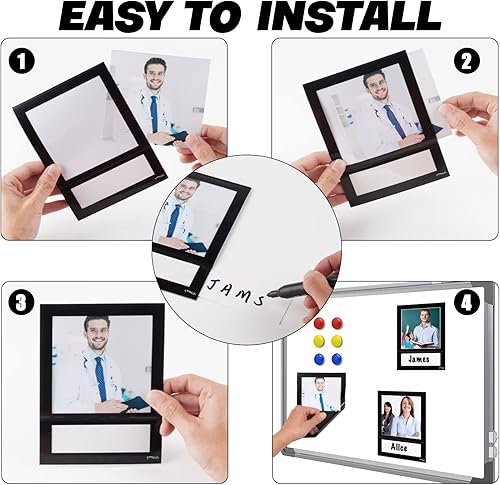 Miniatura 10 de STTMGN Portarretratos magnéticos con borde negro (5 x 7 pulgadas, paquete de 10), bolsillos magnéticos para fotos, decoración para el hogar,