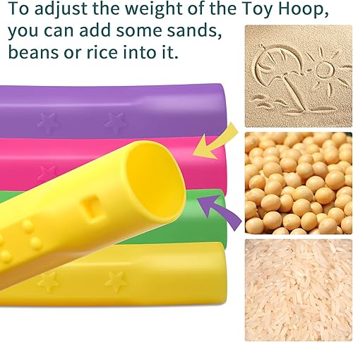 Miniatura 5 de Paquete de 2 aros de color, tamaño y longitud ajustable, juguetes de plástico para adultos y juegos de fiesta, equipo de gimnasia y agilidad para