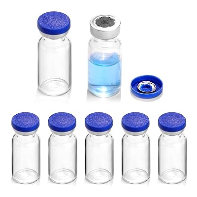3ml Sealed Vials with Self Healing Injection Port and Plastic-Aluminum Flip Caps,Glass Empty Vials for Injection 10 Pack