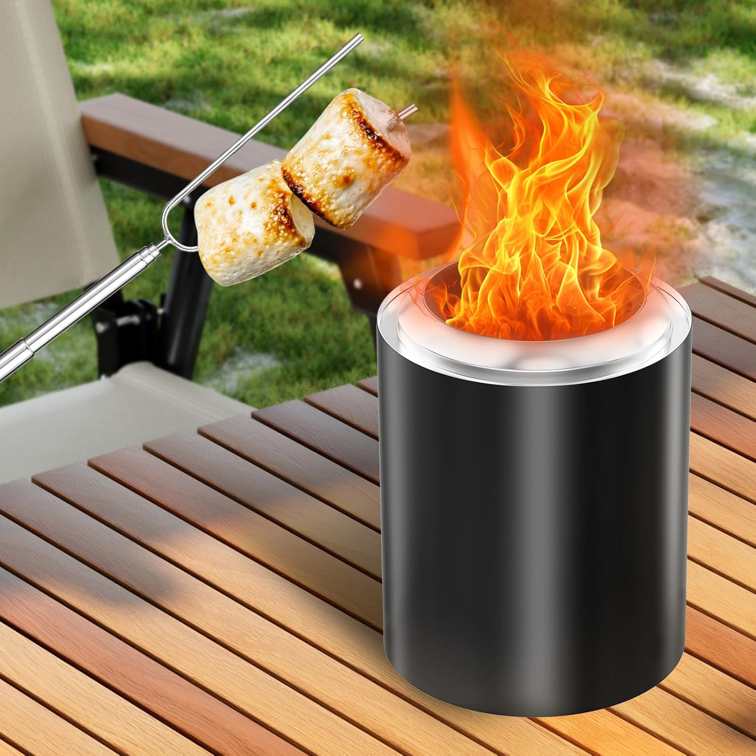 Tabletop Fire Pit Lid and Pellet Scoop Accessory Pack for Solo Stove Mesa.5.3" Lid,Portable Marshmallow Sticks,Stick Rests,Pellet Scoop,Carry Case.Accessories for Solo Stove Mesa Table Top