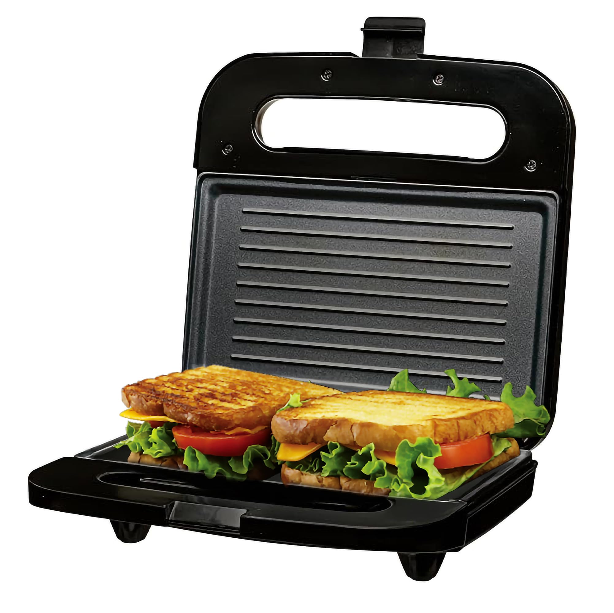 OVENTE Electric Panini Press Grill with Nonstick Plates, LED Indicator Lights, Thermostat Control, Cool Touch Handle, Compact Sandwich Maker Perfect for Cooking Breakfast, Snacks & More, Black GP0401B
