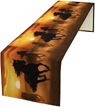 Horses Table Runner, Western Wild Galloping Horses Farmhouse Rustic Tabletop Kitchen Dining Table Decoration for Home Party Wedding Decor 13x36 Inches