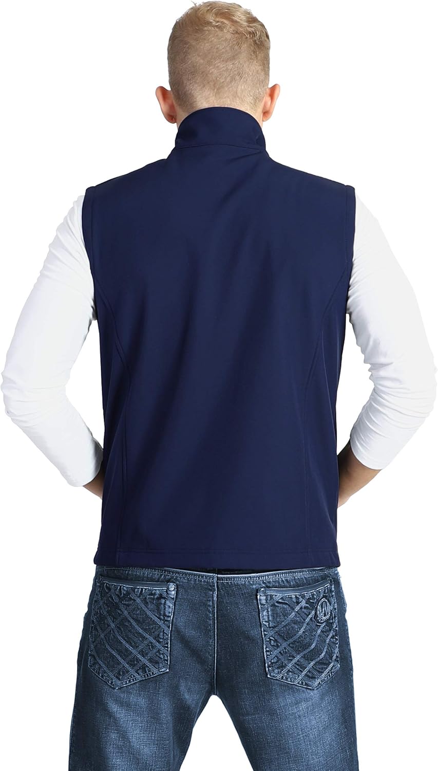 Outdoor Ventures Men's Running Vest Outerwear, Lightweight Windproof Fleece-Lined Softshell Sleeveless Jacket for Golf: Clothing