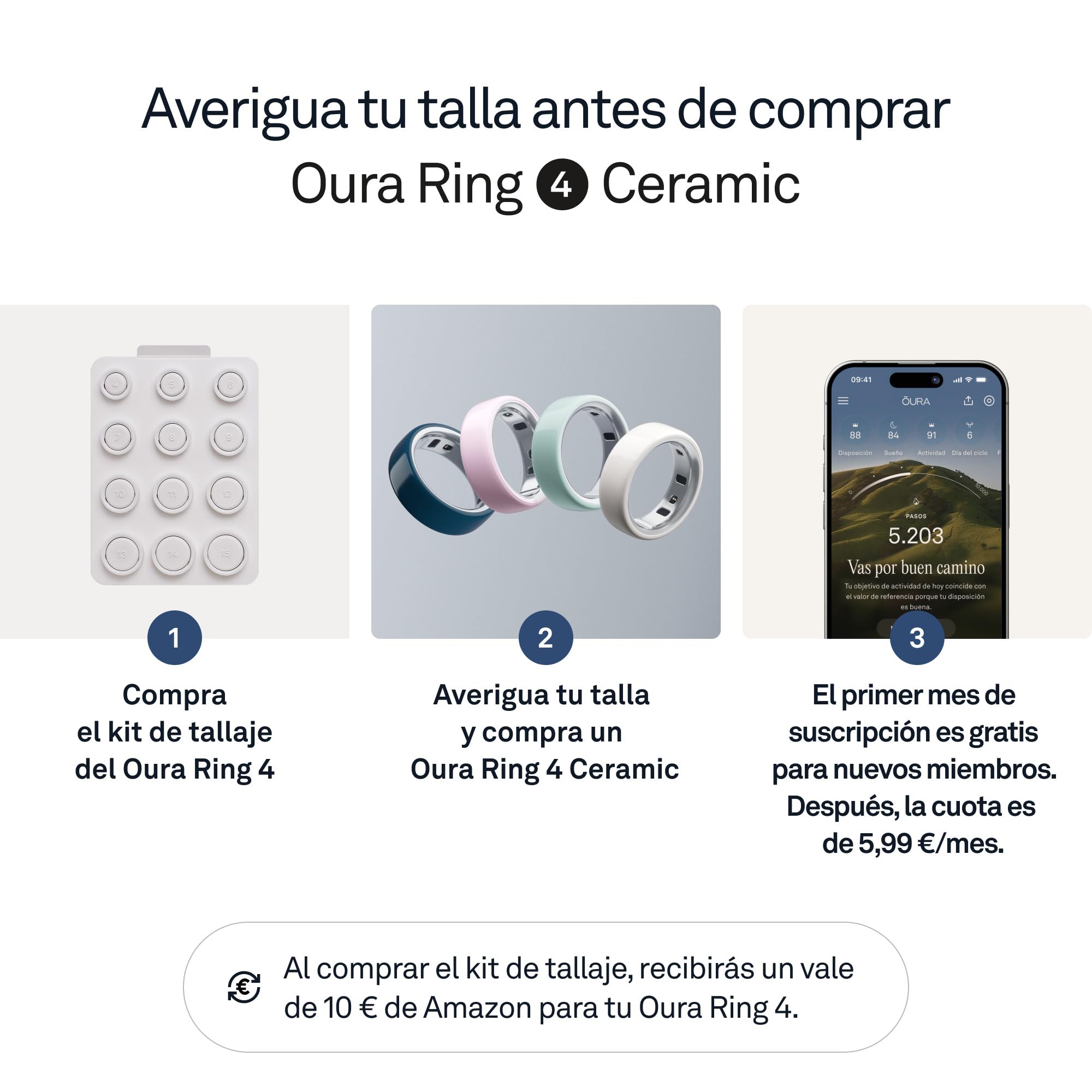 Oura Ring 4 Ceramic Petal - Talla 8 - Averigua tu Talla Col el Kit de Tallaje
