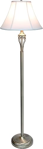 Miniatura 6 de Elegant Designs LC1001-ABS - Juego de tres lámparas de latón antiguo (2 lámparas de mesa, 1 lámpara de pie) con pantallas blancas en forma de