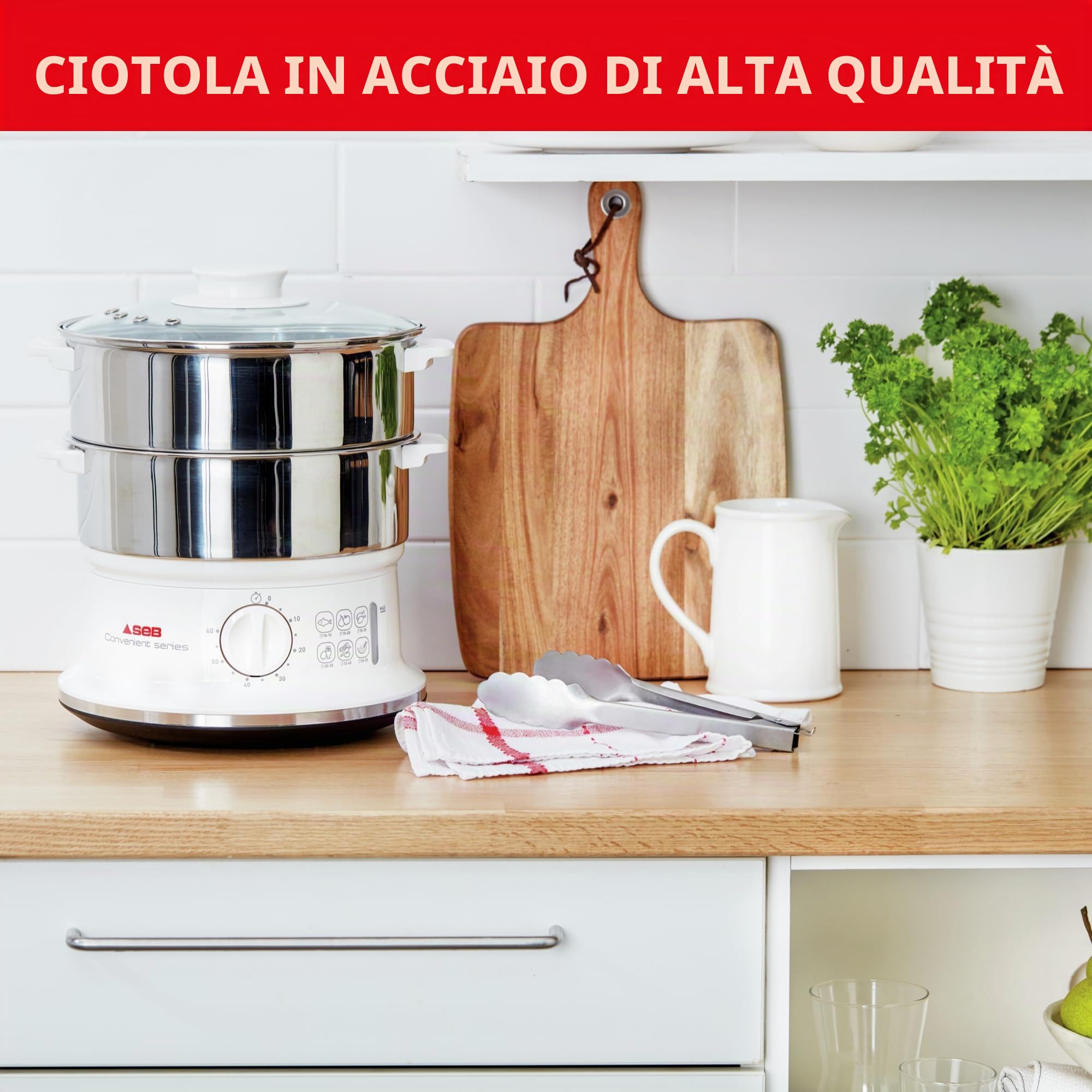 Seb VC145100 - Vaporiera elettrica in acciaio inox, 6 L