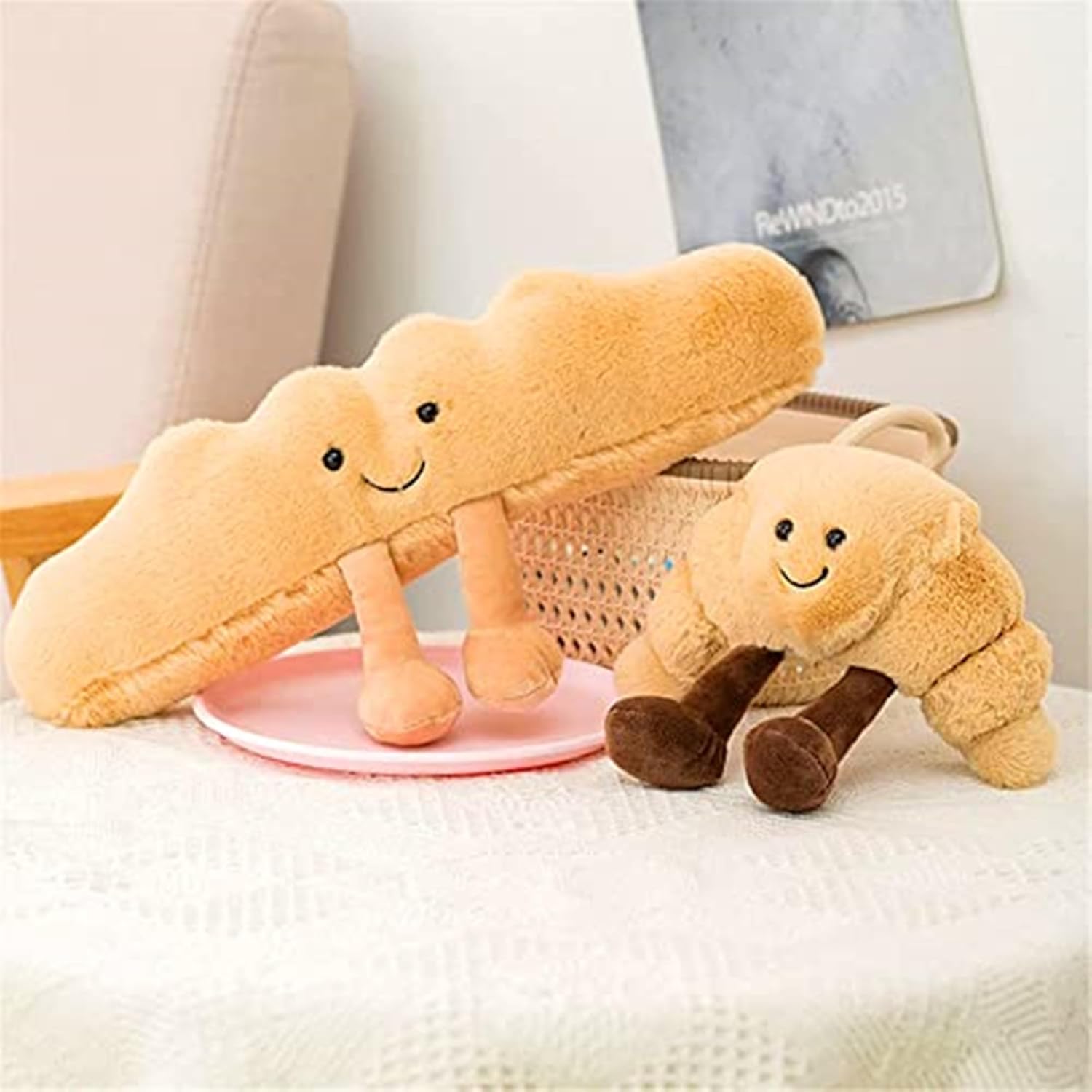 Croissant Plush Bread Pillow Toy, Cute Food Stuffed Animals Toy Funny Soft Plushies for Gifts for Kids Birthday