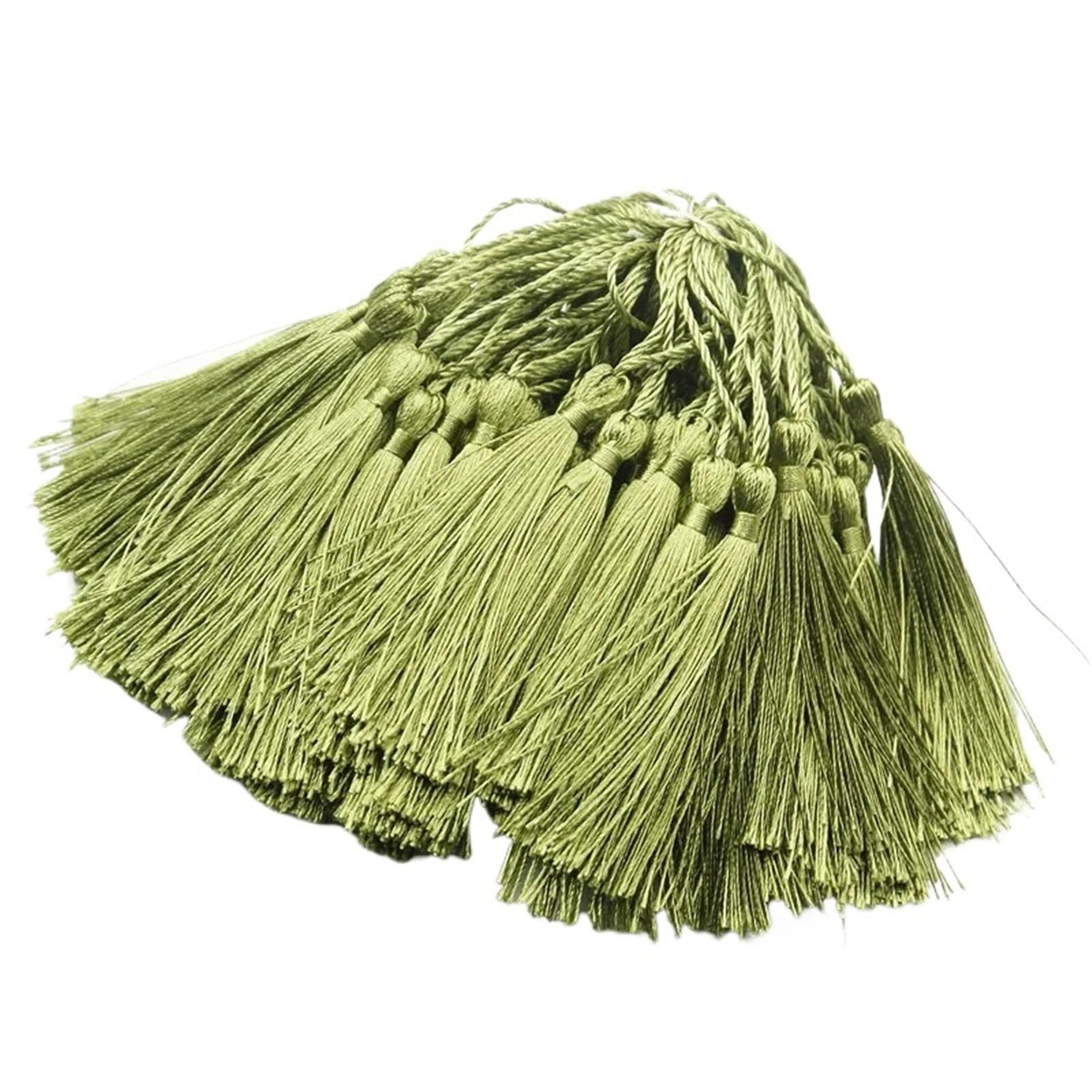 Mini Tassels 300pcs/lot 13cm Tassel Silk Fringe Silky Floss Bookmark Tassels Mini Tassels For DIY Craft Jewelry Making Souvenir Bookmarks for Crafts(04 ArmyGreen)