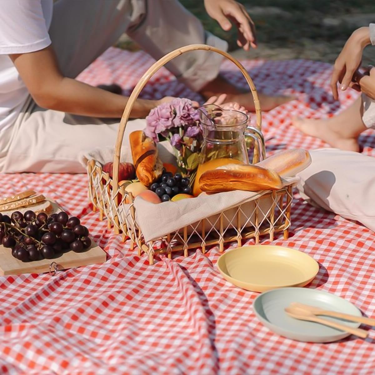 Coperta picnic impermeabile 200x200cm pieghevole con maniglia rossa per viaggi campeggio spiaggia