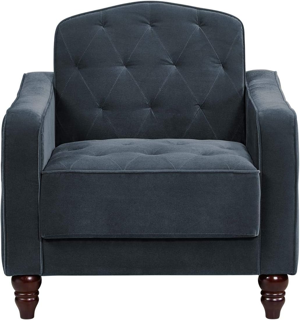Novogratz Vintage Tufted Armchair, Blue Velvet