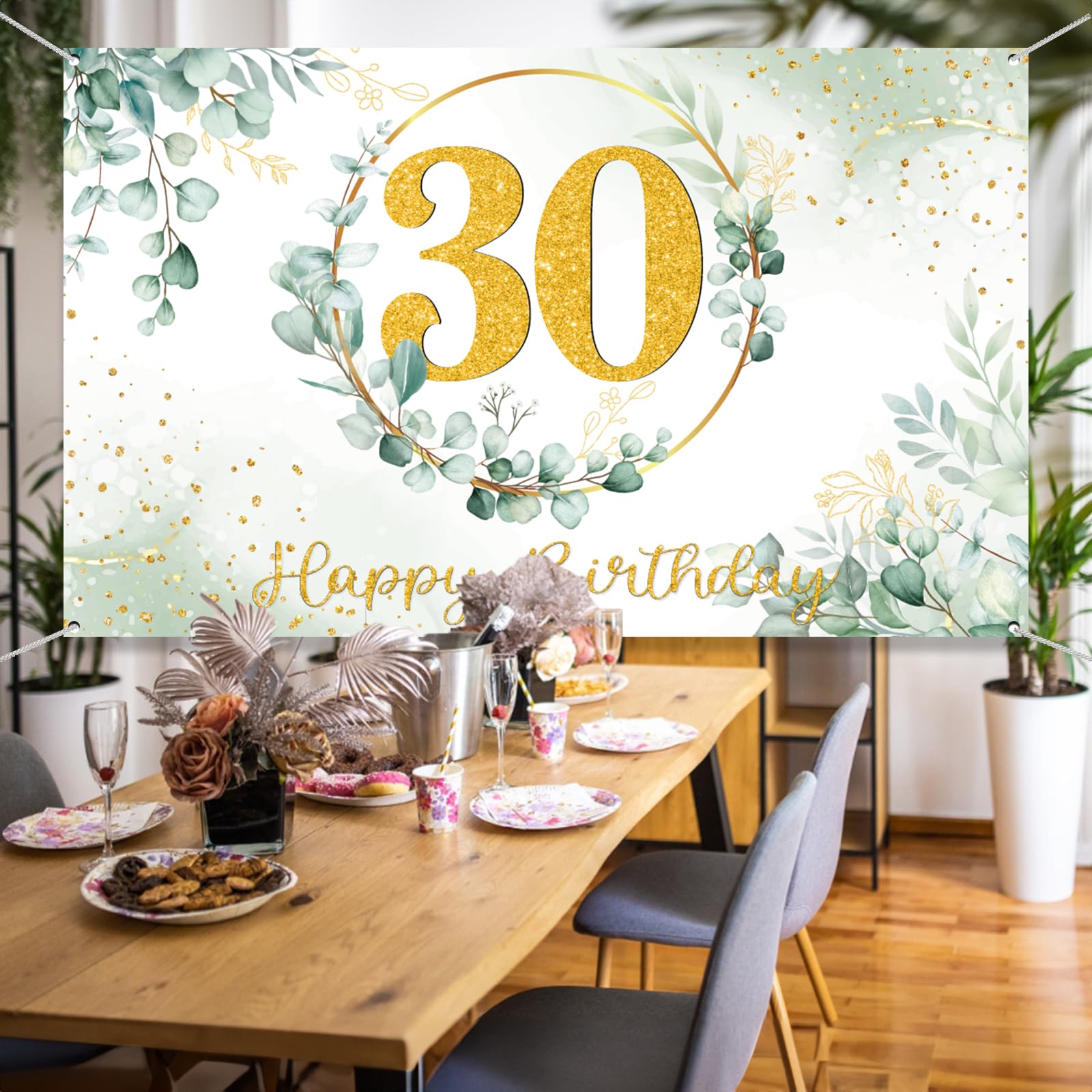 Banderole 30 Ans WINAROI 110x180cm - Vert & Or | Décoration Anniversaire Homme Femme
