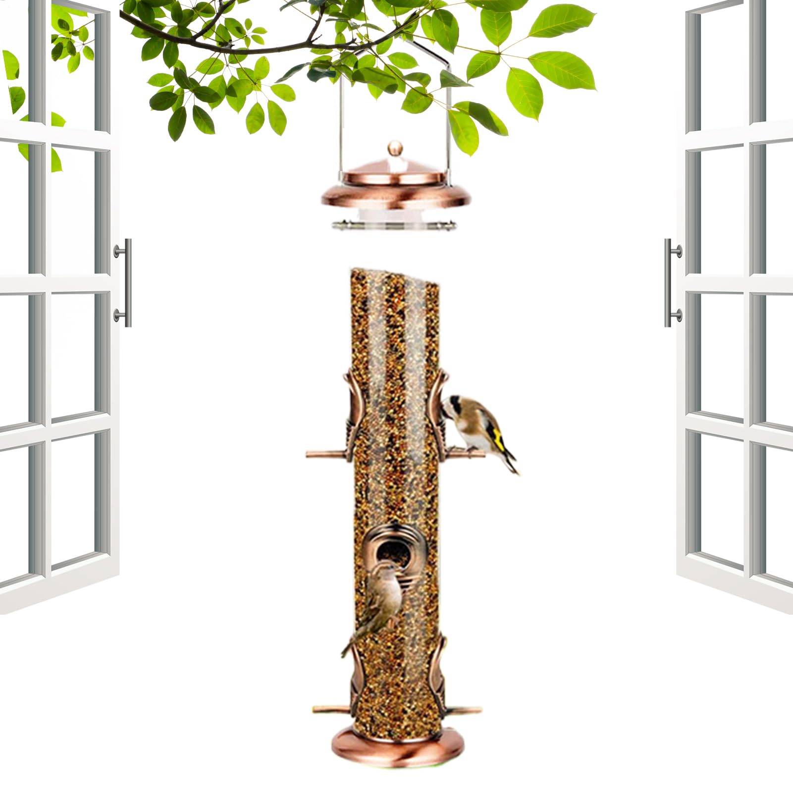 Comedero de tubo para pájaros pequeños antiardillas impermeable exterior