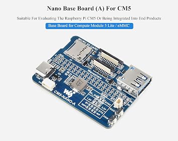Nano Base Board Compatible with Raspberry Pi Compute Module 5 Lite/eMMC, Same Size As CM5, with Multiple Peripheral Interfaces, with USB 3.2 Gen1 Type-A, 40PIN GPIO, Dual MIPI Interfaces,etc