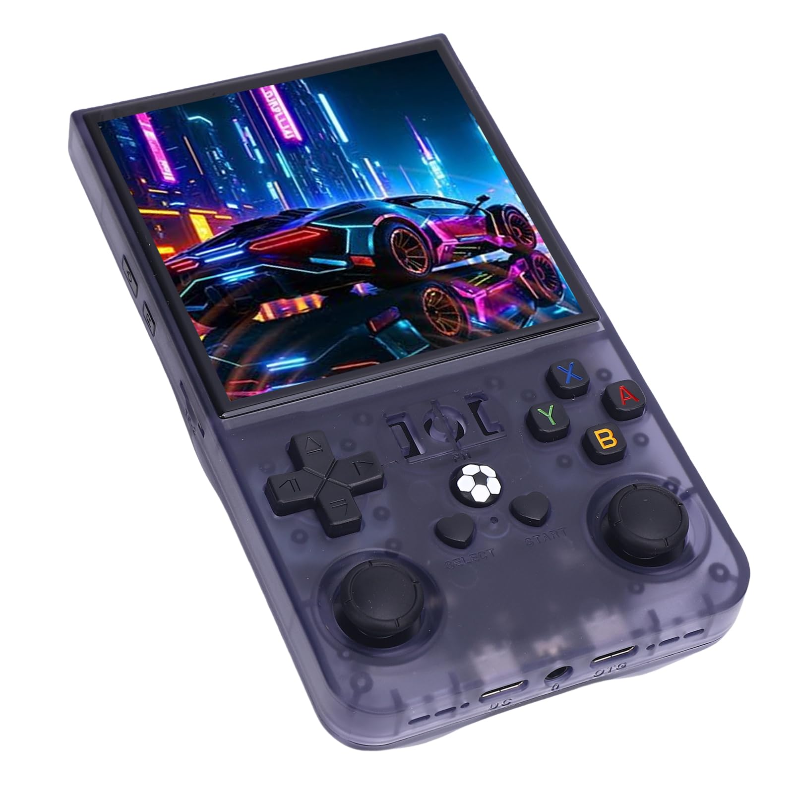 Generic Consola de Juegos Portátil de 4000 MAh, Consola de Videojuegos Retro Portátil con Joysticks Dobles, Gris Translúcida con Pantalla de 4 Pulgadas 720x720 (128G)