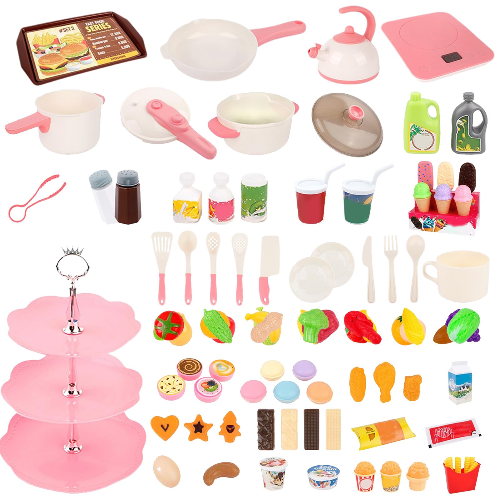 Kinder-Küchenspiele – Lernspiel zur Förderung von Kreativität und Lernen | Küchenset mit Zubehör, Rollenspiel für Kinder 2+ Jahre, Geschenk für Kindergarten, Kindergarten und
