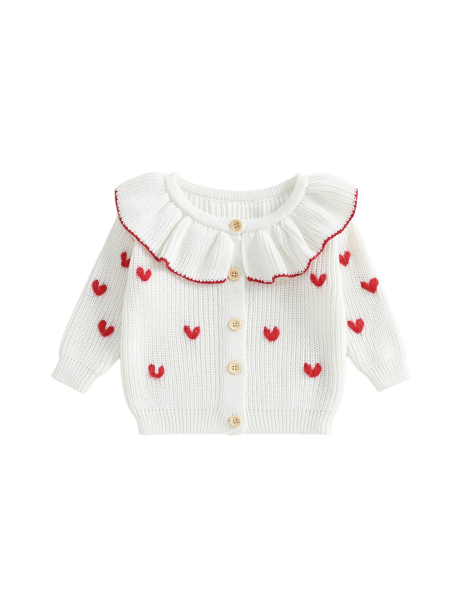 GXNRHG Cardigan Lavorato a Maglia per neonata. Simpatico Ricamo a Cuore, Manica Lunga, Maglione Grosso, Abbottonato. Maglieria per San Valentino
