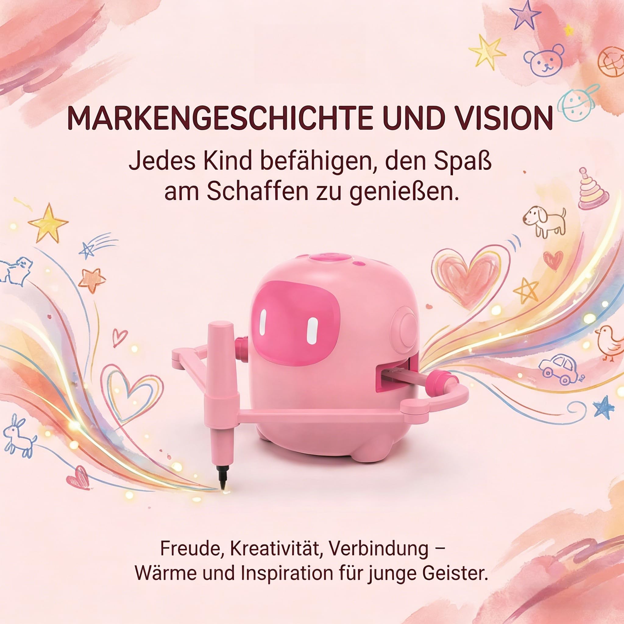 Drawing Robot Zeichenroboter für Kinder mit 150 Karten Interaction | Wiederaufladbarer Drawing Robot mit 150 Übungskarten und 17 Malstiften, Lernspielzeug für Kinder ab 3+ Jahren