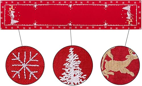 Miniatura 7 de Simhomsen - Mantel pequeño con diseño de reno bordado para fiestas de Navidad