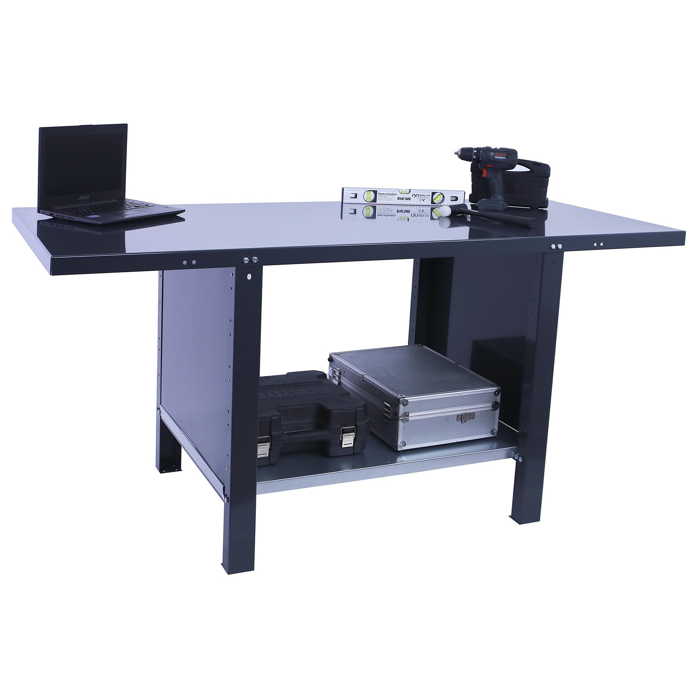 SimonRack Tavolo da lavoro officina, banco di lavoro, extra forte, capacità carico 700 kg, misure 830 x 1500 x 730 mm, antracite