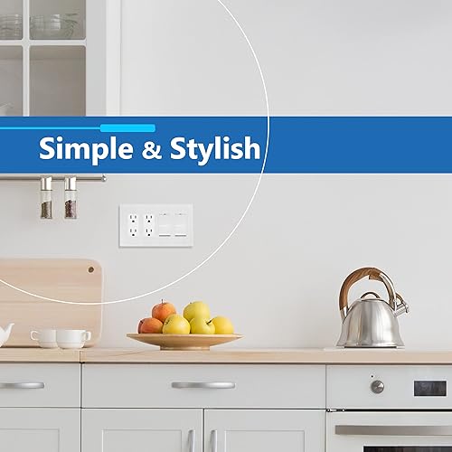 Miniatura 182 de LIDER - Cubierta decorativa de interruptor doble con acabado mate, placa de pared sin tornillos, tamaño mediano, 2 bandas, 4.88 x 4.92 pulgadas