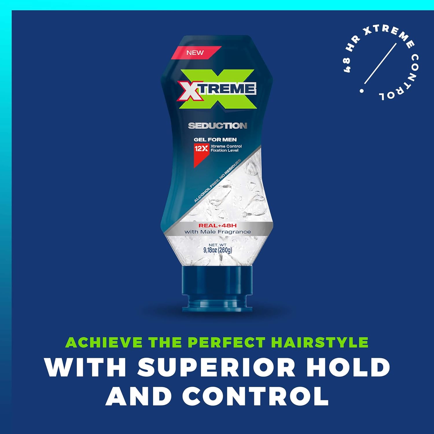 Xtreme Gel Seduction Styling Hair Gel For Men With Aloe Vera and 48-Hours Control, 9.17 Oz Squeeze Bottle (Pack of 3)