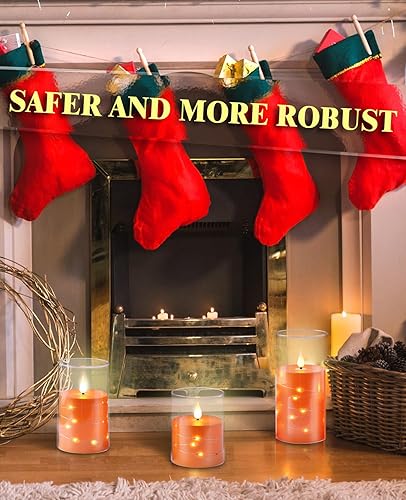 Miniatura 3 de Velas intermitentes sin llama con cadena de luz, velas LED empotradas, velas de plexiglás indestructibles con control remoto, juego de 3, color